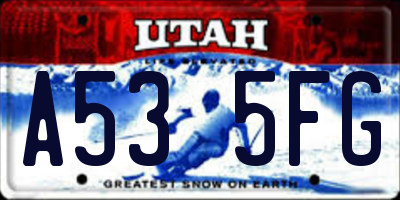 UT license plate A535FG
