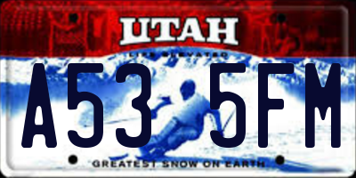 UT license plate A535FM