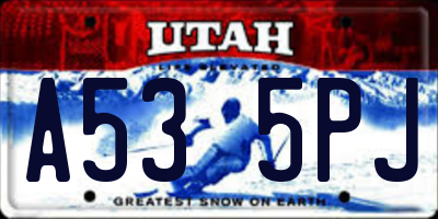 UT license plate A535PJ