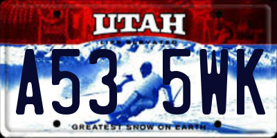 UT license plate A535WK