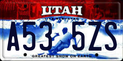 UT license plate A535ZS