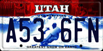 UT license plate A536FN