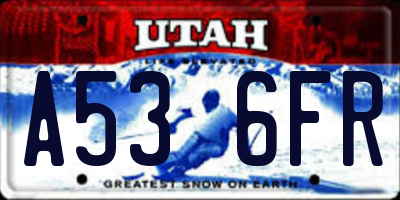 UT license plate A536FR