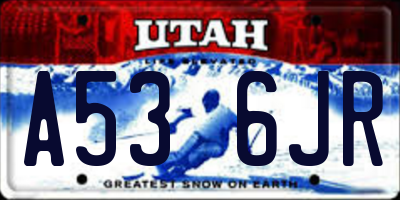 UT license plate A536JR