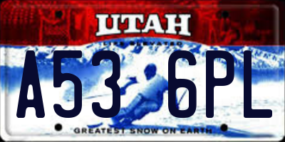 UT license plate A536PL