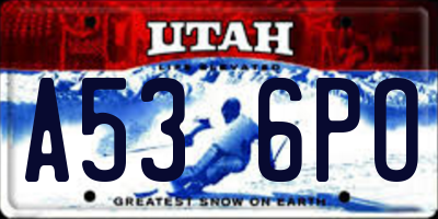 UT license plate A536PO