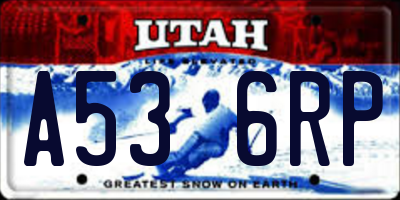 UT license plate A536RP