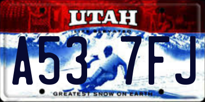 UT license plate A537FJ
