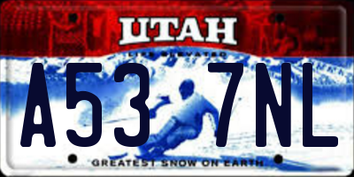 UT license plate A537NL