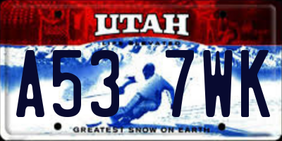 UT license plate A537WK