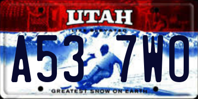 UT license plate A537WO