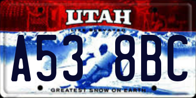 UT license plate A538BC
