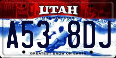 UT license plate A538DJ