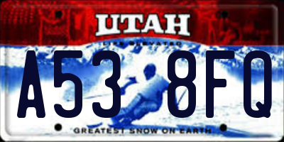 UT license plate A538FQ