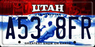 UT license plate A538FR