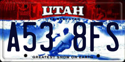 UT license plate A538FS
