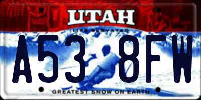 UT license plate A538FW