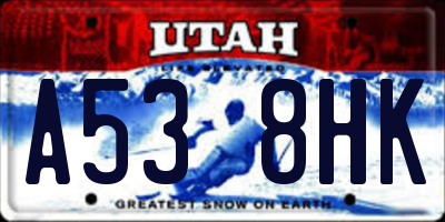 UT license plate A538HK