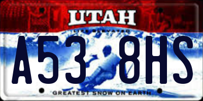UT license plate A538HS