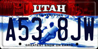 UT license plate A538JW