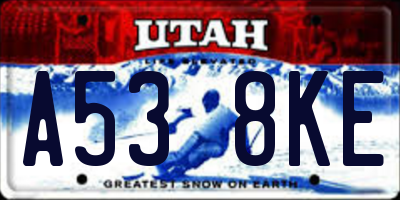 UT license plate A538KE