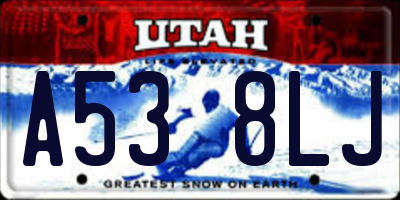 UT license plate A538LJ