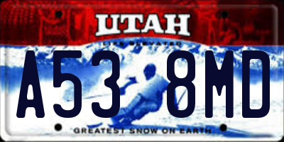 UT license plate A538MD