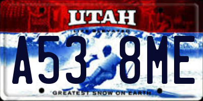 UT license plate A538ME