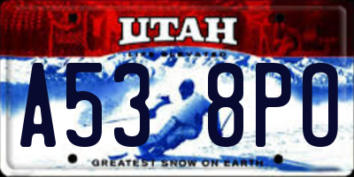 UT license plate A538PO