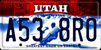 UT license plate A538RO