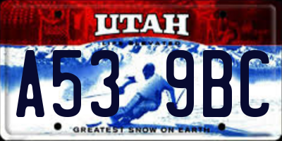 UT license plate A539BC