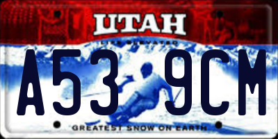 UT license plate A539CM