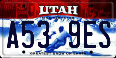 UT license plate A539ES
