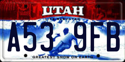 UT license plate A539FB