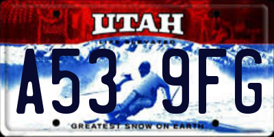 UT license plate A539FG