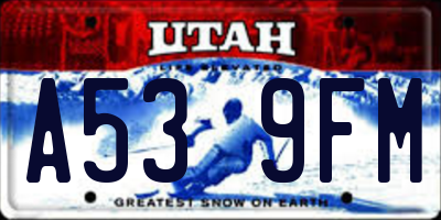 UT license plate A539FM