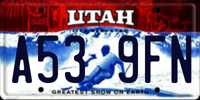 UT license plate A539FN