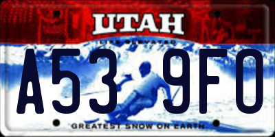 UT license plate A539FO