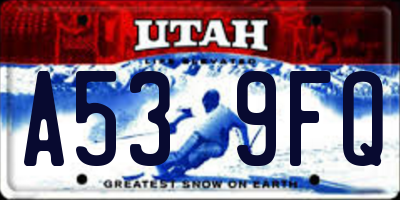 UT license plate A539FQ