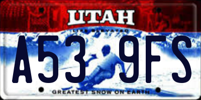 UT license plate A539FS