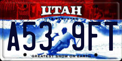 UT license plate A539FT