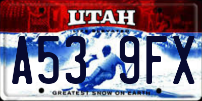 UT license plate A539FX