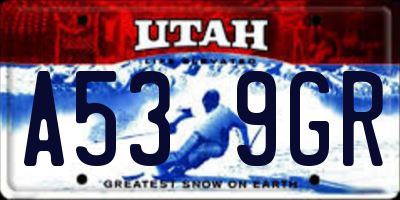 UT license plate A539GR