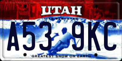 UT license plate A539KC