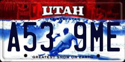 UT license plate A539ME