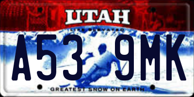 UT license plate A539MK