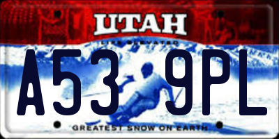 UT license plate A539PL