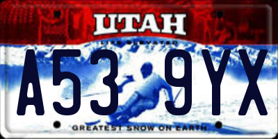 UT license plate A539YX