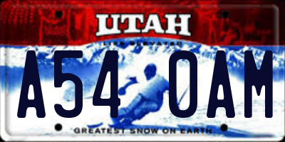 UT license plate A540AM