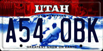 UT license plate A540BK